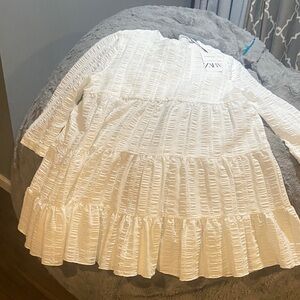 Zara Ivory Ruffled Dress